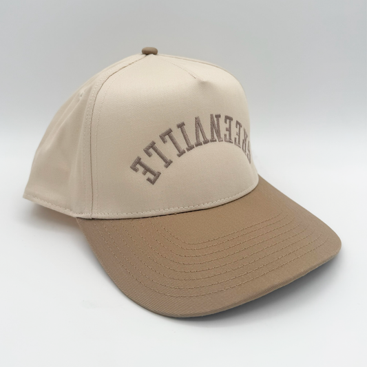 Upside-Down Greenville Hat - Khaki & Cream Snapback