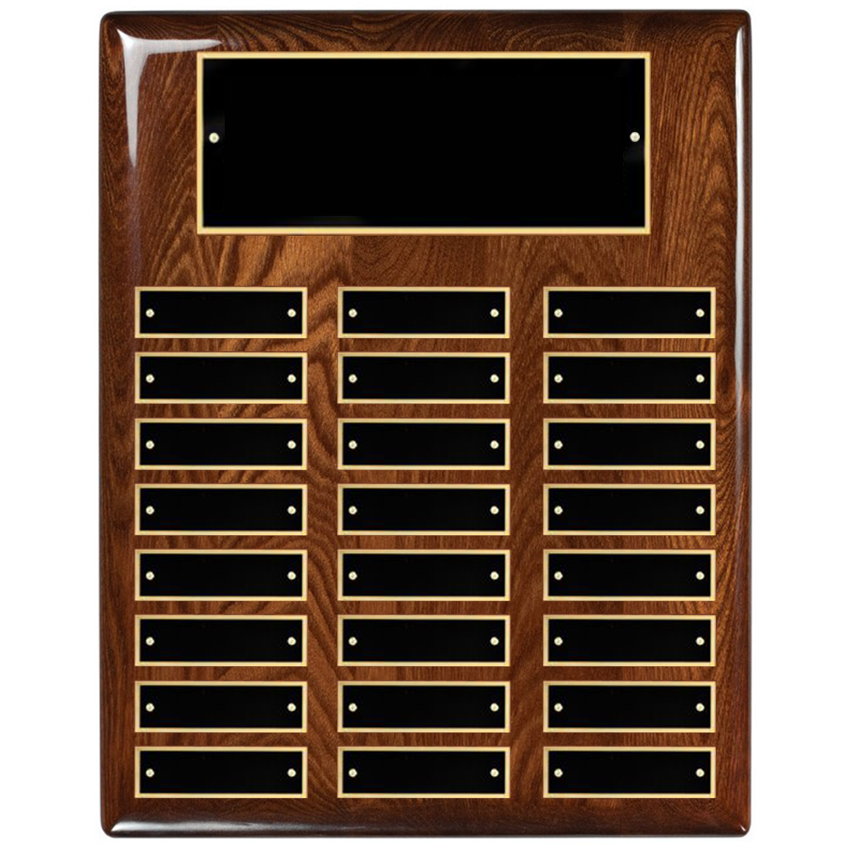 Perpetual Plaque on Piano Walnut with 24 Black Brass Plates