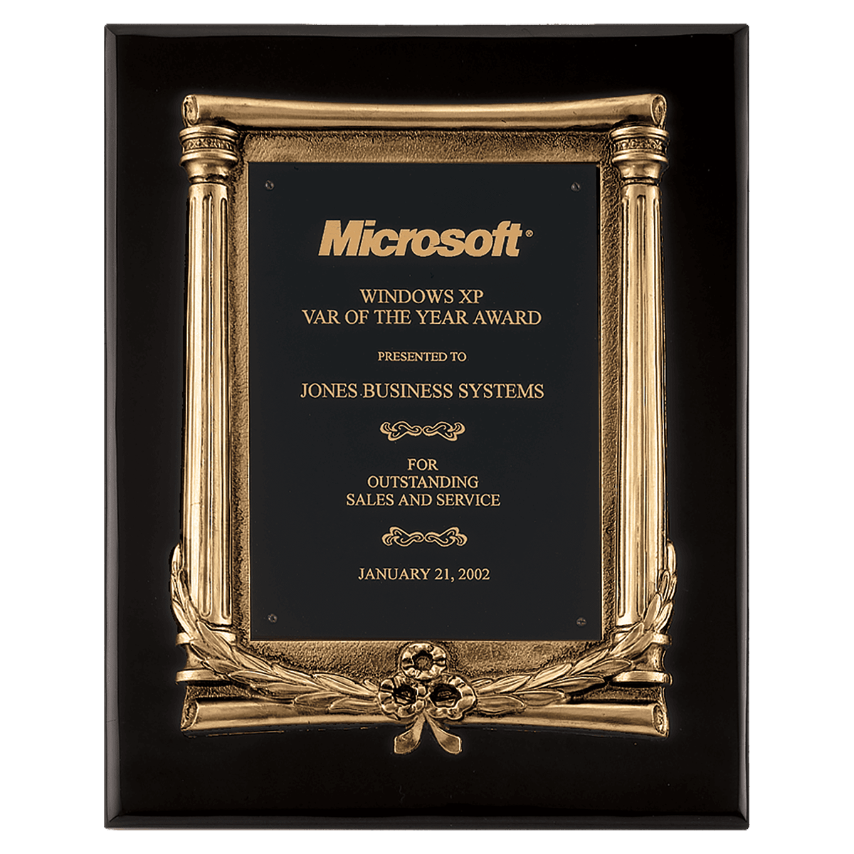 Black Piano & Bronze Frame Plaque with Black Brass Plate