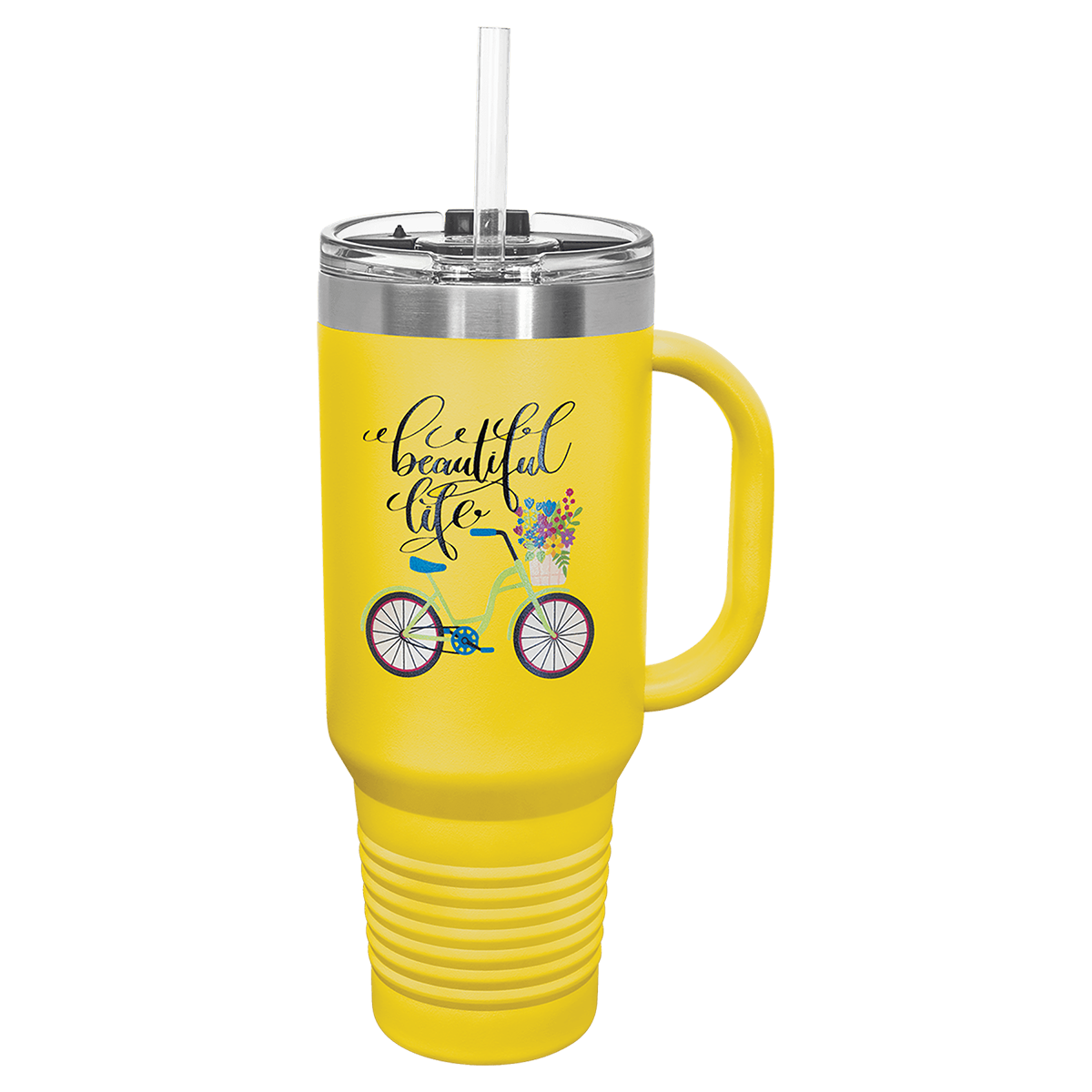 Polar Camel 40 oz. Travel Mug with Handle (Straw Included)