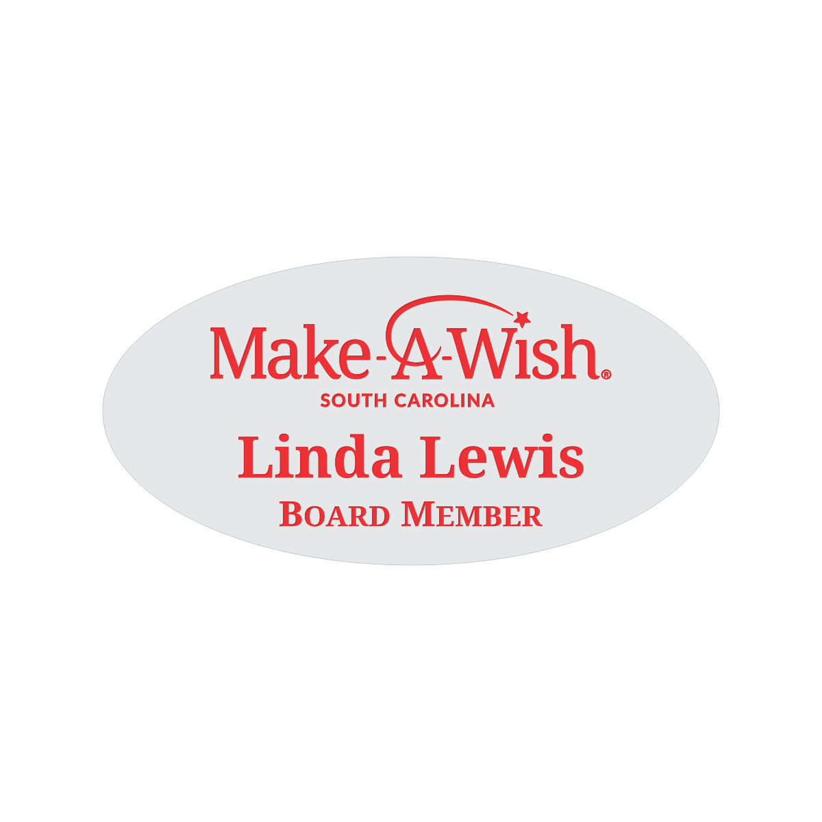 Engraved Badges with Oval Shape in Multiple Colors and Sizes