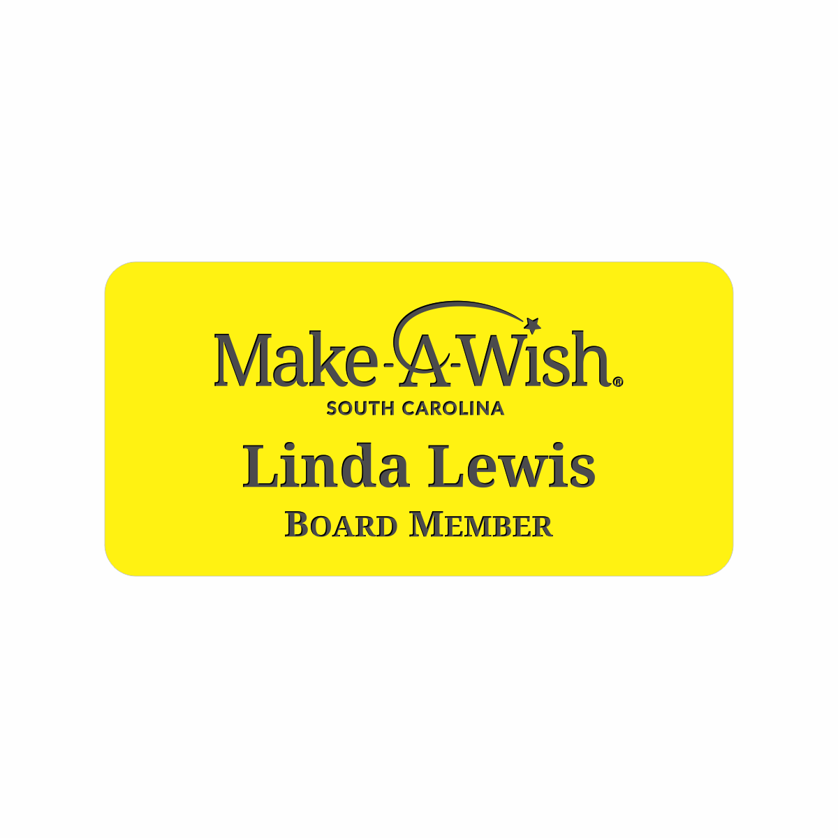 Engraved Badges with Rounded Corners in Multiple Colors and Sizes