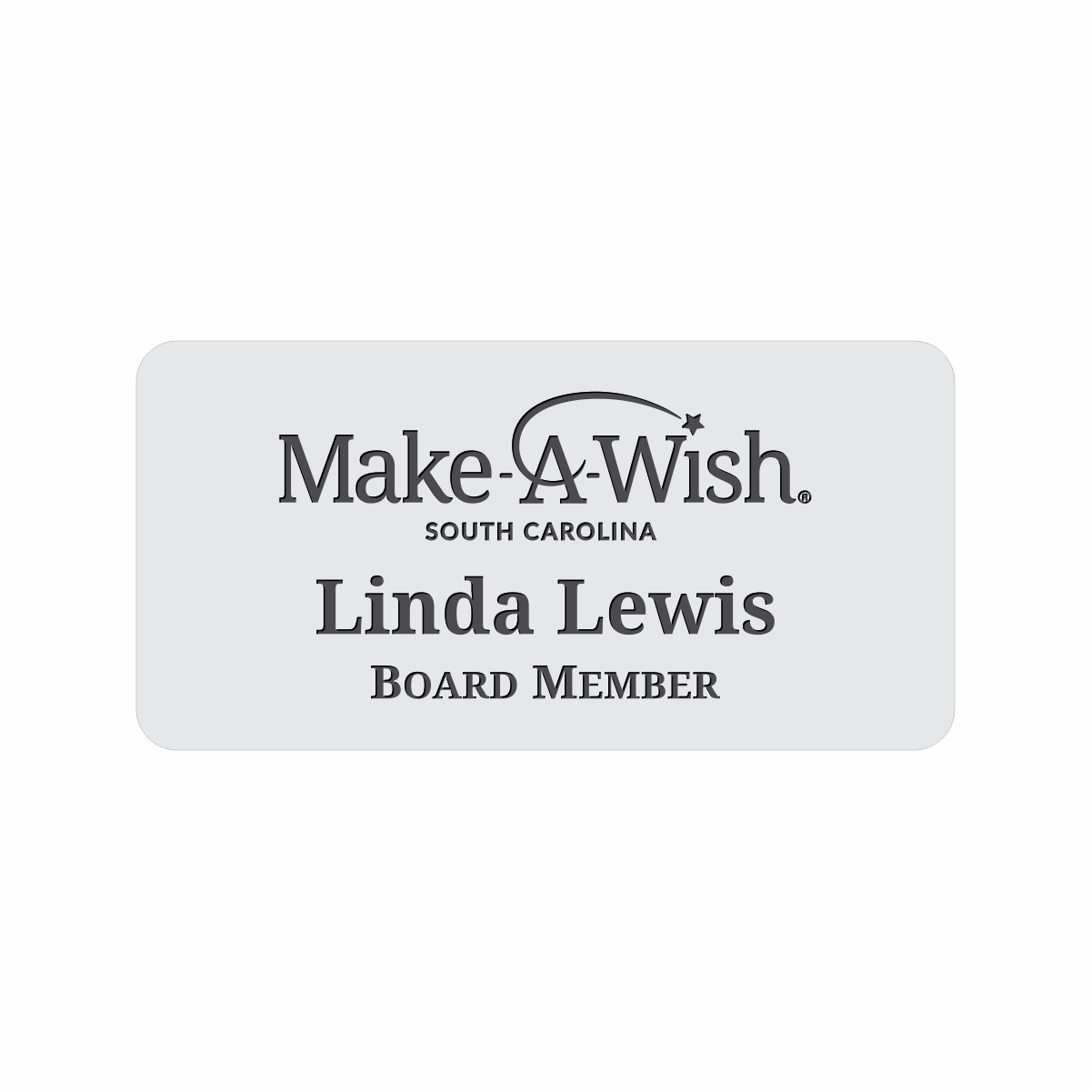 Engraved Badges with Rounded Corners in Multiple Colors and Sizes