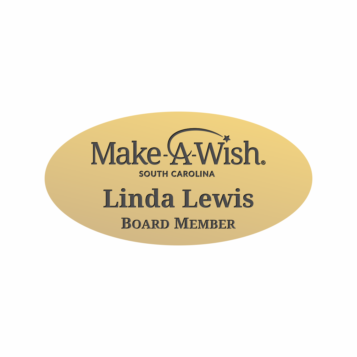 Engraved Badges with Oval Shape in Multiple Colors and Sizes