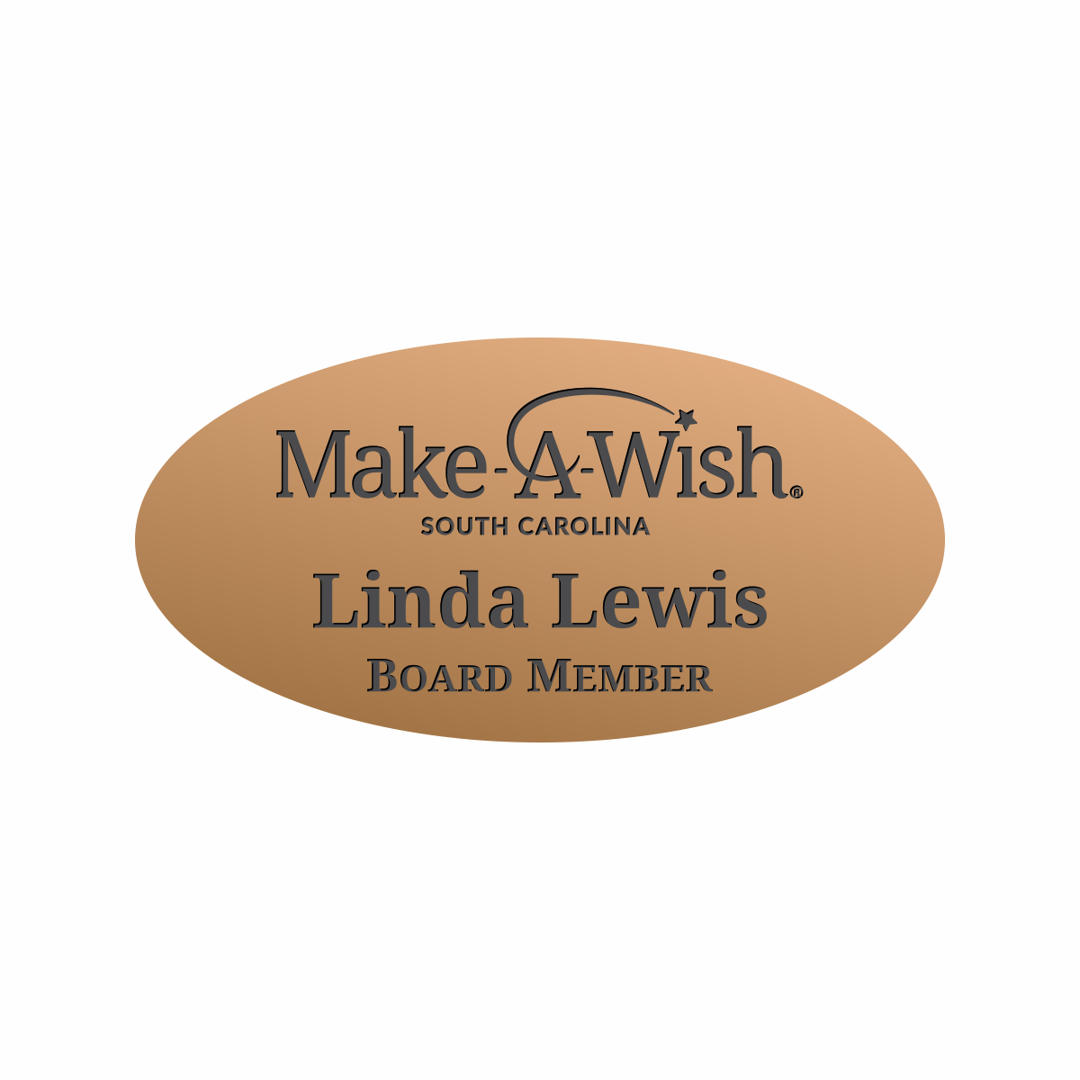 Engraved Badges with Oval Shape in Multiple Colors and Sizes