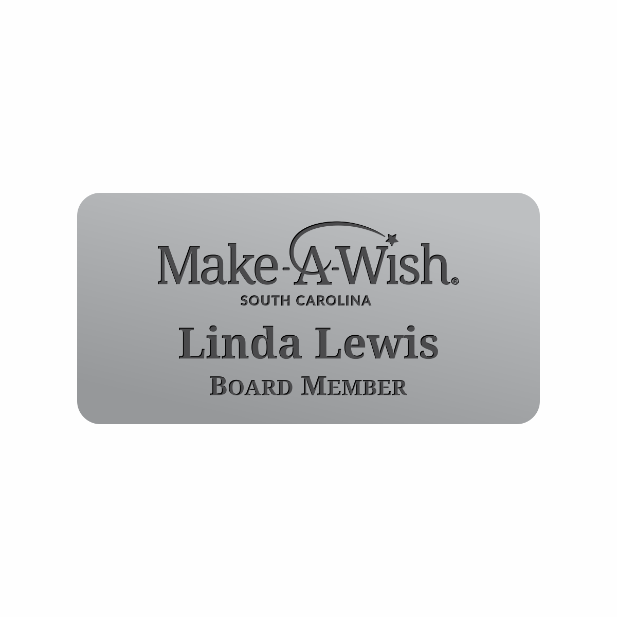 Engraved Badges with Rounded Corners in Multiple Colors and Sizes