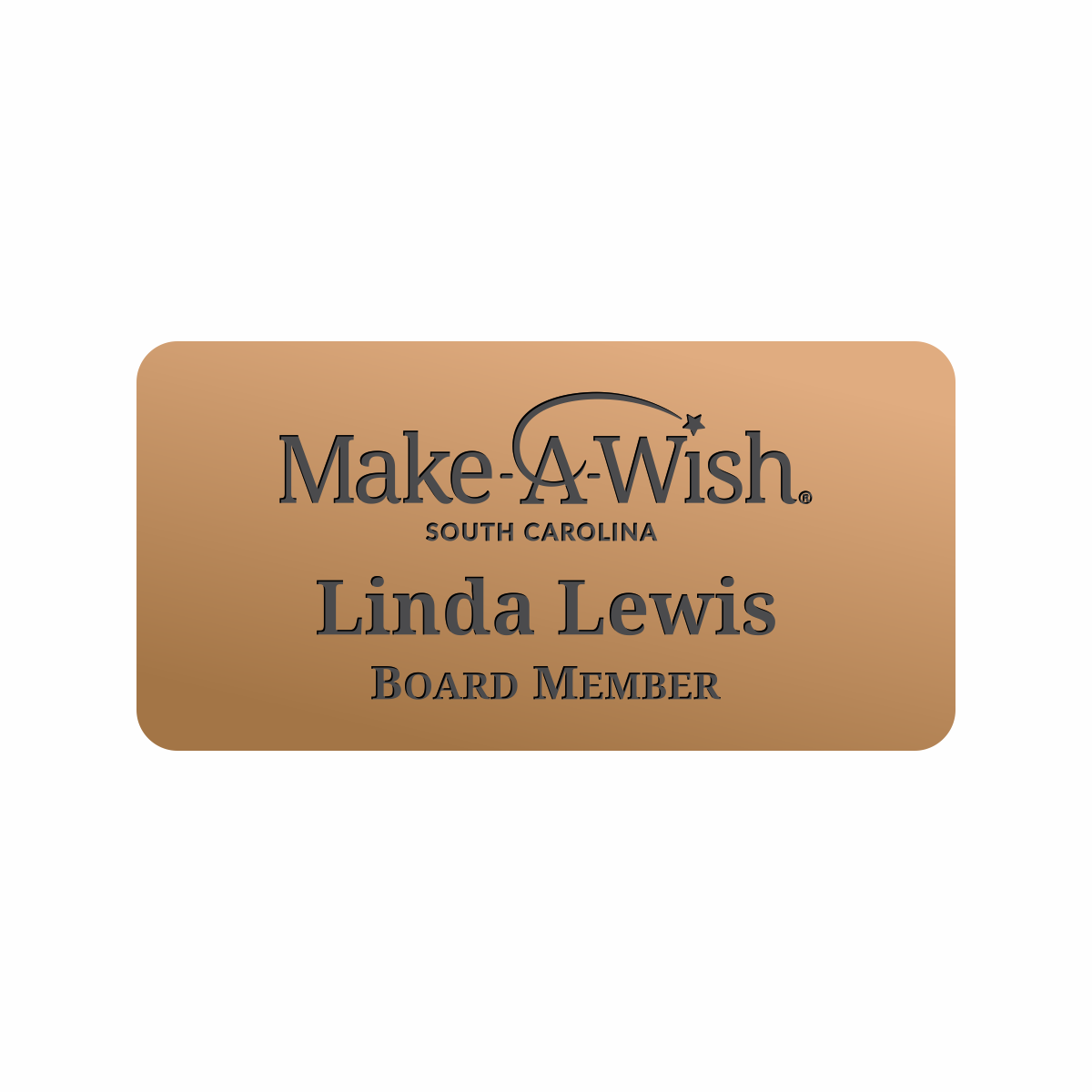 Engraved Badges with Rounded Corners in Multiple Colors and Sizes