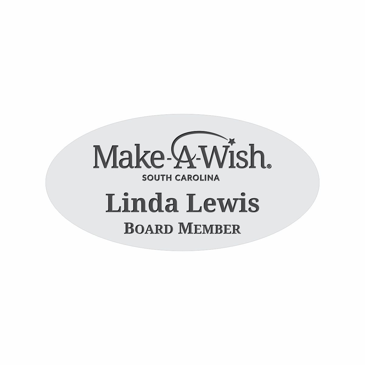 Engraved Badges with Oval Shape in Multiple Colors and Sizes