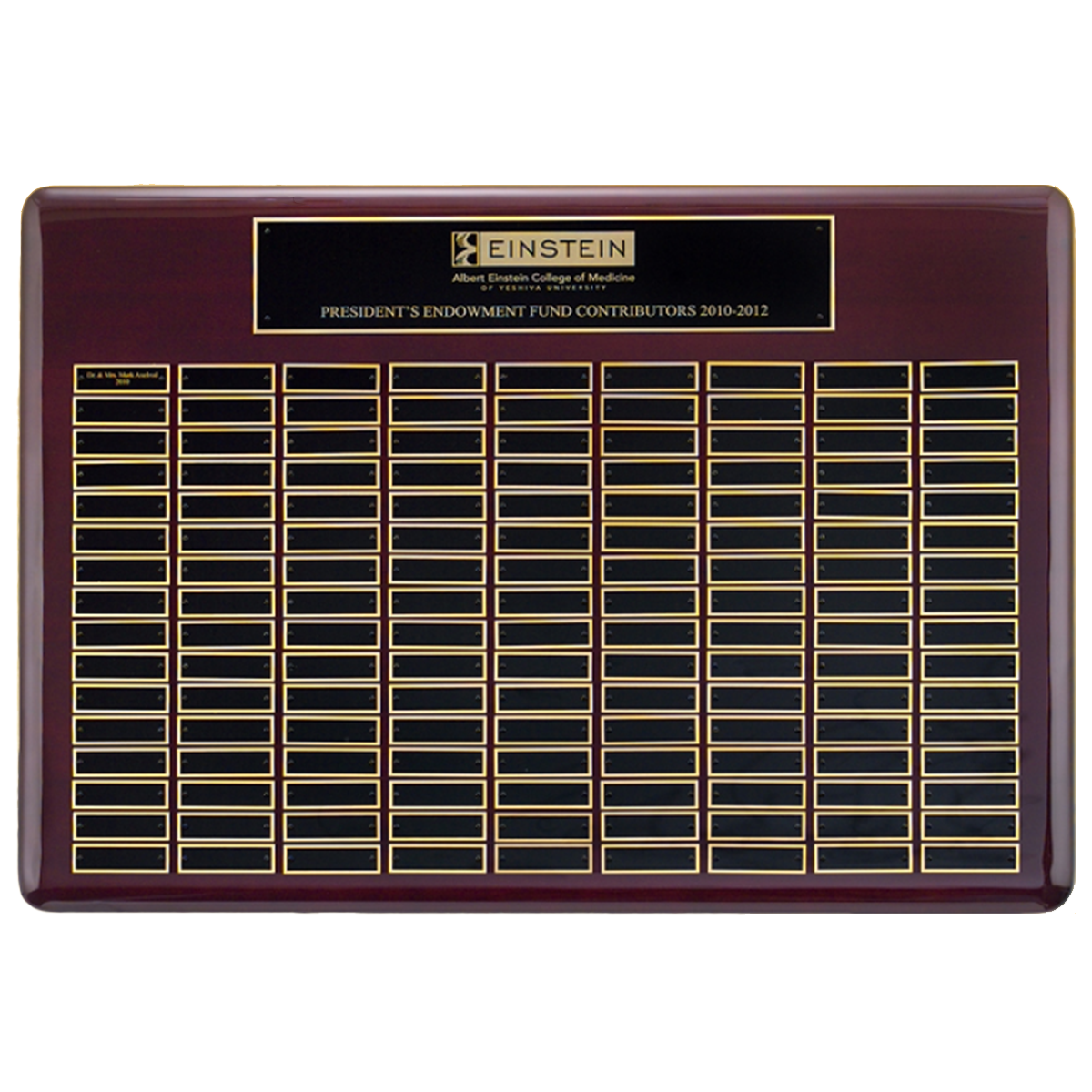 Perpetual Plaque on Rounded Solid Rosewood Board with Black Brass Plate