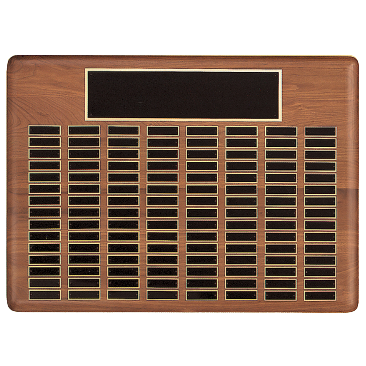 Perpetual Plaque on Rounded Solid Walnut Board with Black Brass Plate