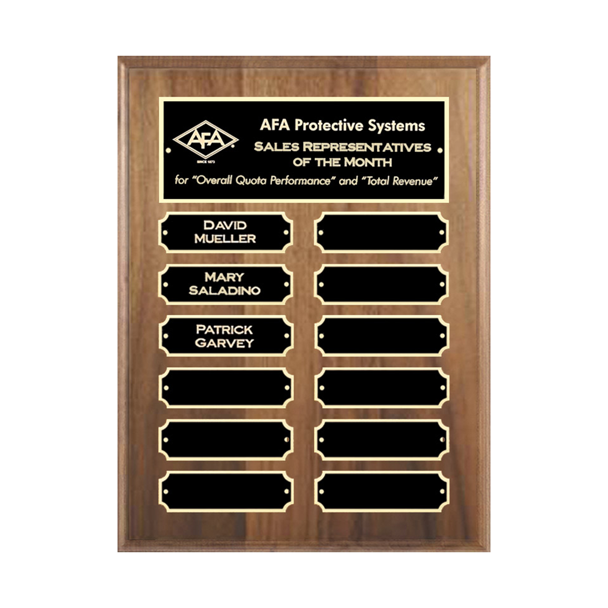 Perpetual Plaque on Solid Walnut with 12 Black Brass Plates