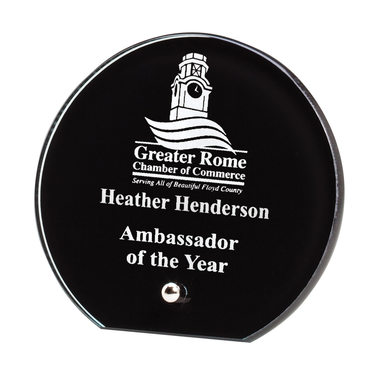 Circle Black Standing Glass Plaque