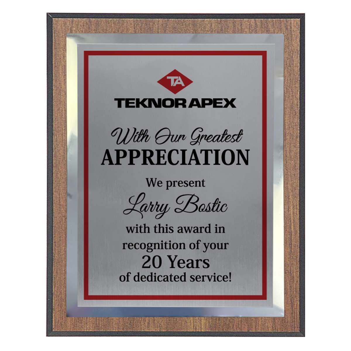 200 Series Walnut Finish Board with Black Edges, Metal Plate and Backplate