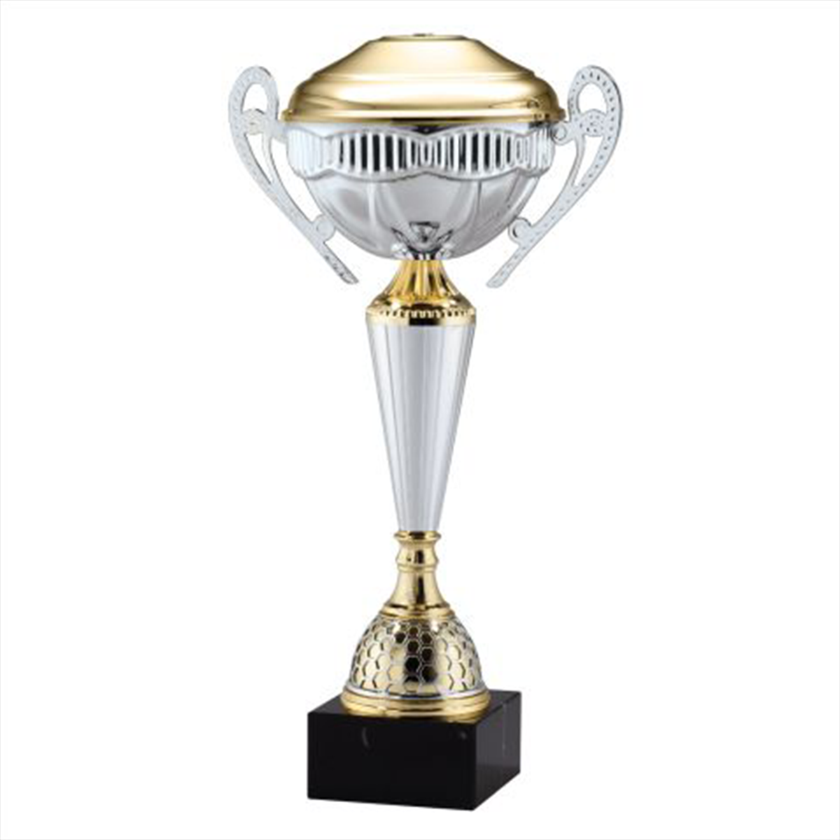 Silver & Gold Accent Cup Trophy on Black Marble Base