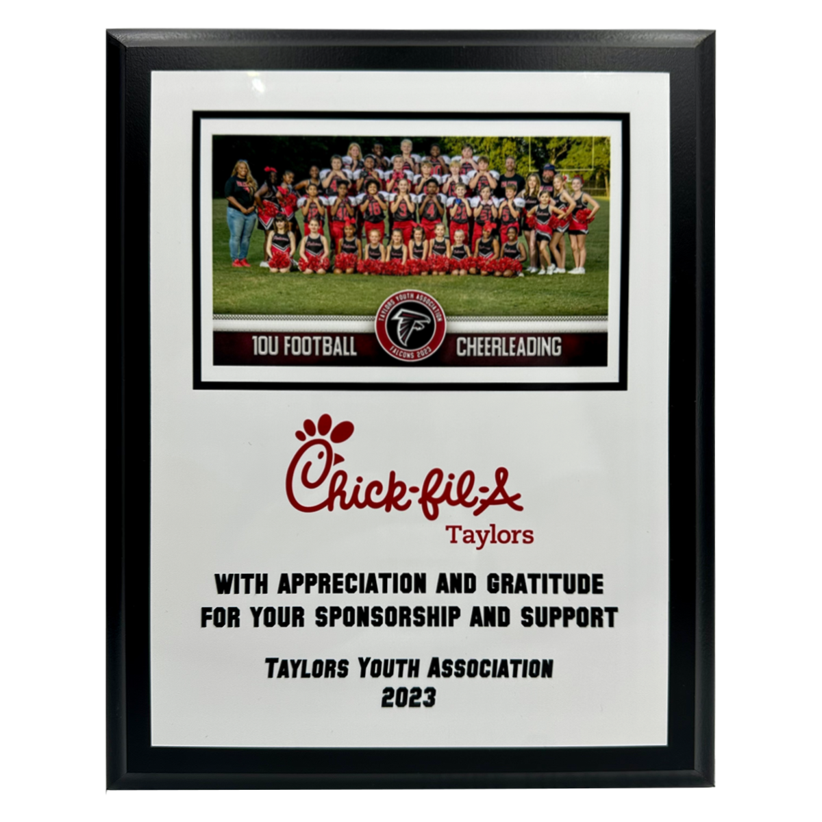100 Series Plaque in Black, Cherry or Walnut Finish Board with Full Color Sublimated Plate