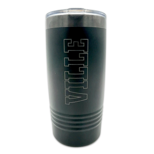 "VILLE" Vertical Block Text Tumbler with Slider Lid