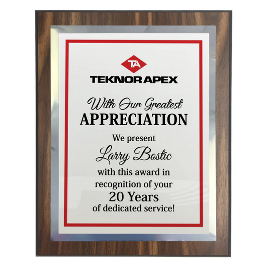 200 Series Walnut Finish Board with Black Edges, Metal Plate and Backplate