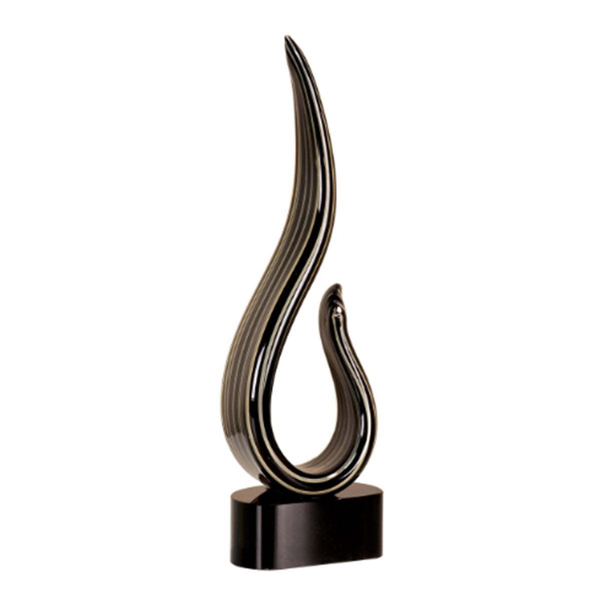 15" Black & Gold Curve Art Glass