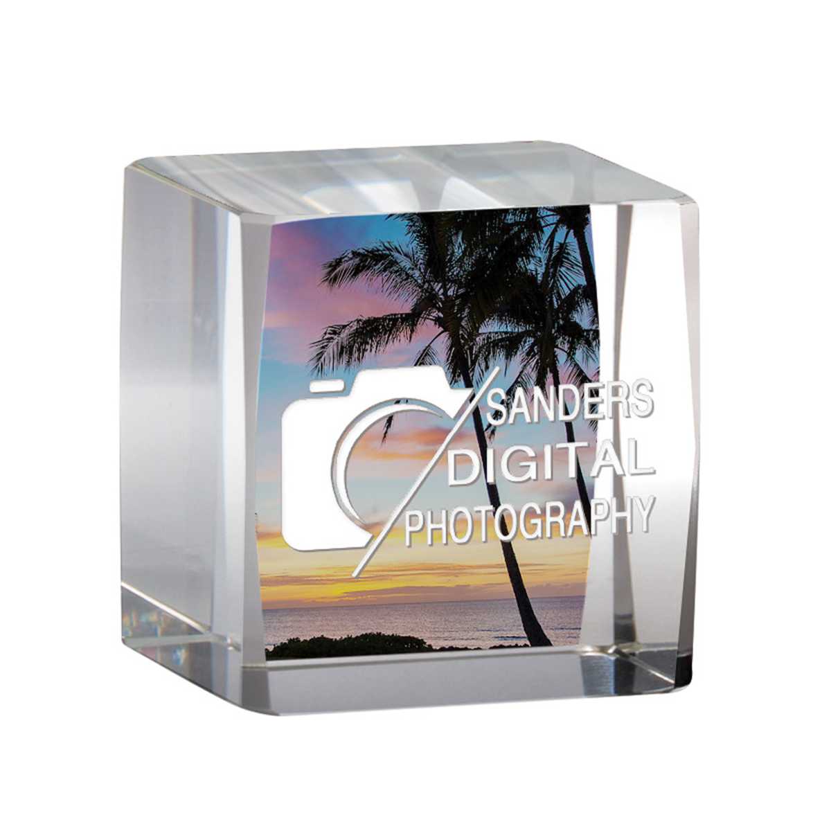 2" x 2" Crystal Cube with UV Print