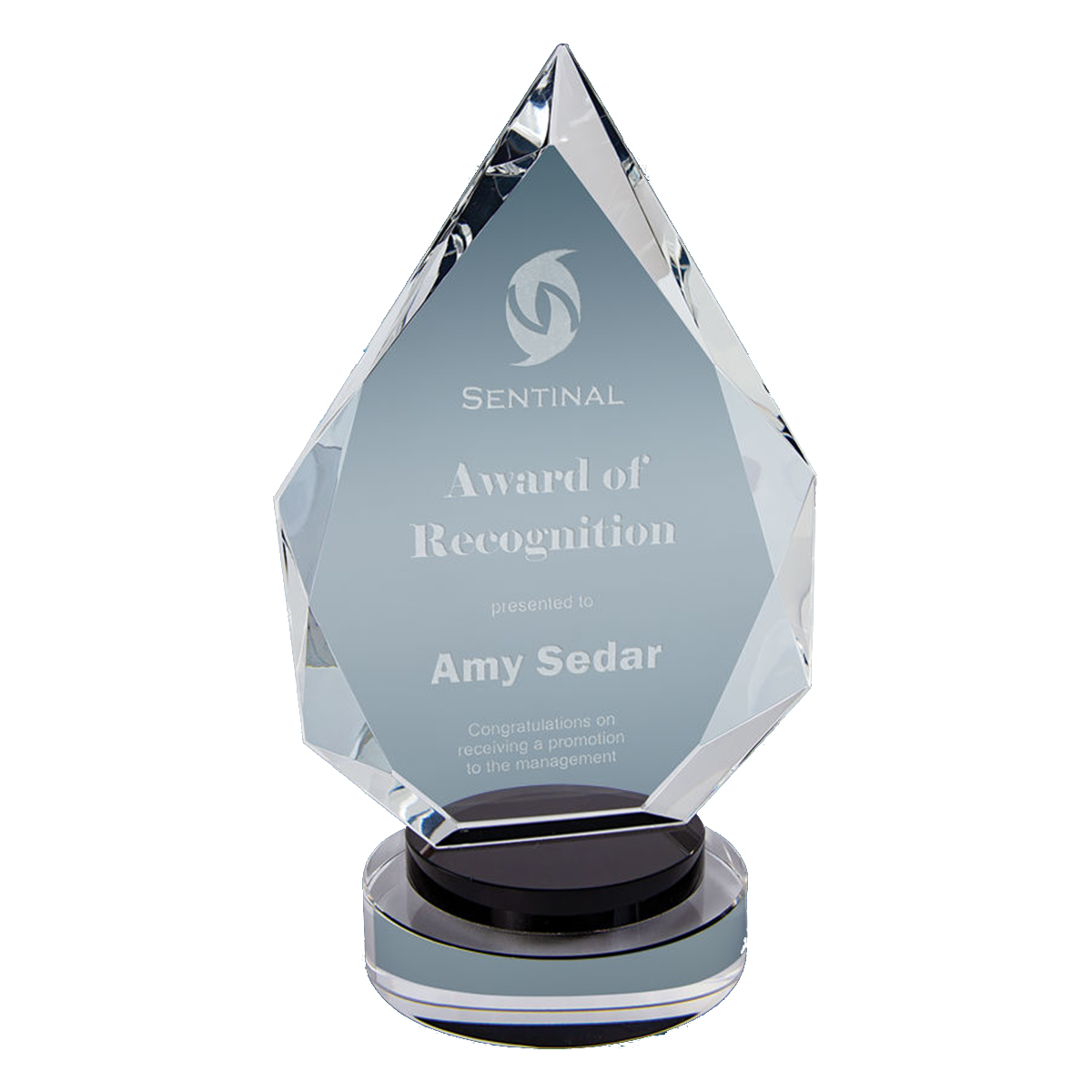 Diamond Crystal on Black & Clear Round Base
