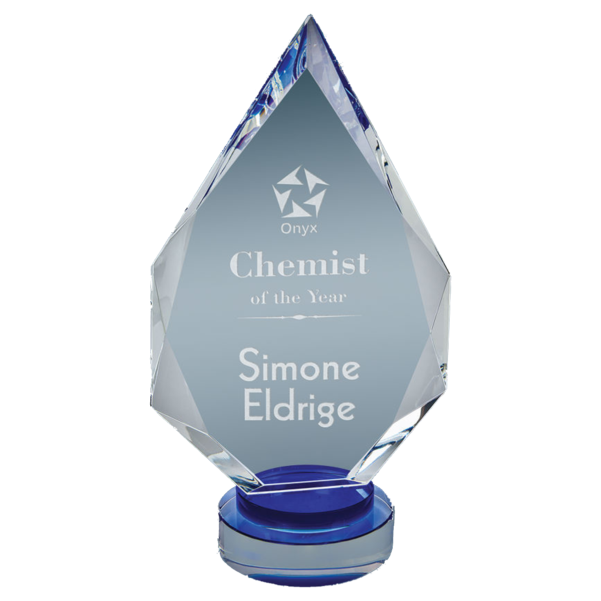 Diamond Crystal on Blue & Clear Round Base