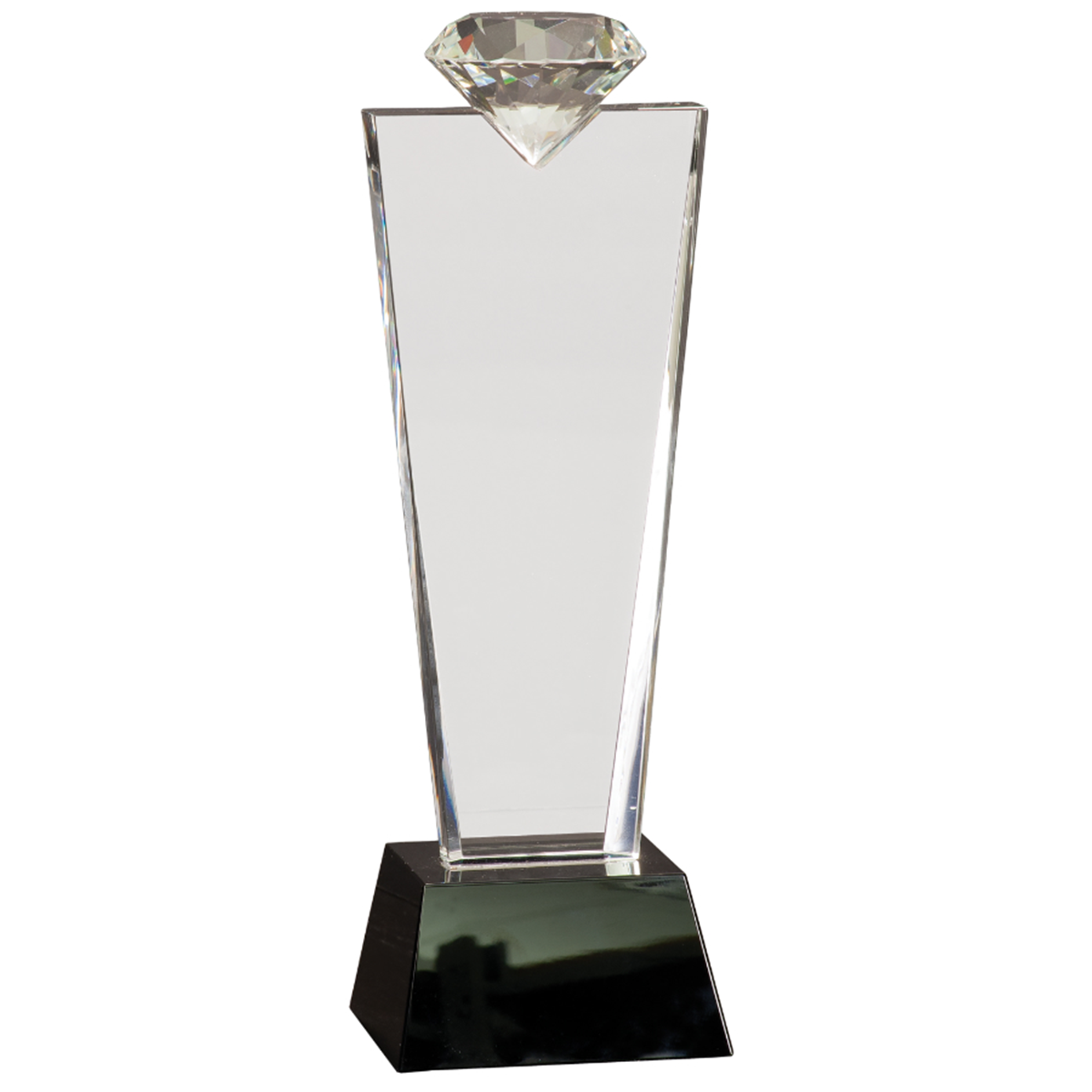 11" Crystal Diamond Top Award on Black Pedestal Base