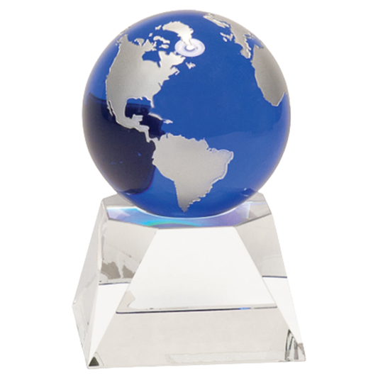 Blue Crystal Globe on Clear Crystal Base