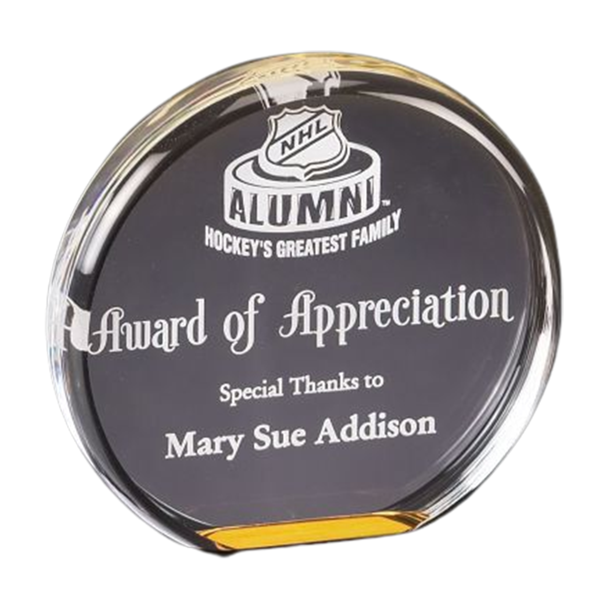 Circle Acrylic Award on Gold Mirror Base