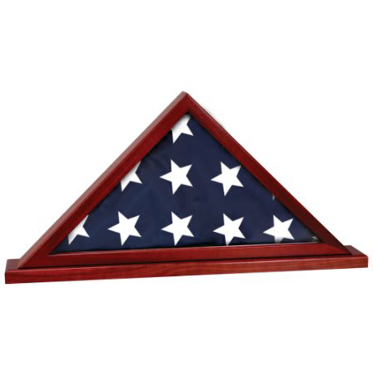 Rosewood Finish Flag Display Case with Base Attached