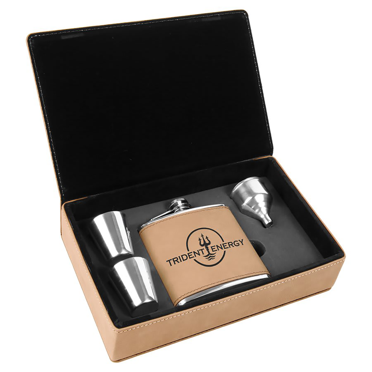 Leatherette Flask Set