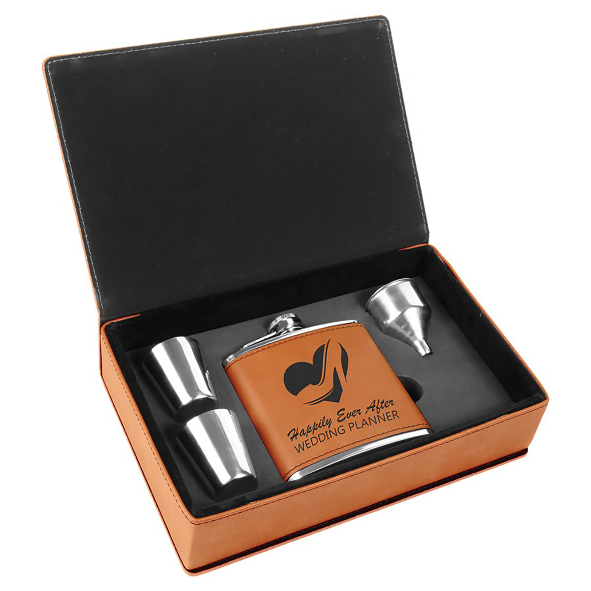 Leatherette Flask Set