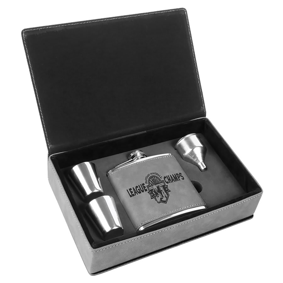 Leatherette Flask Set