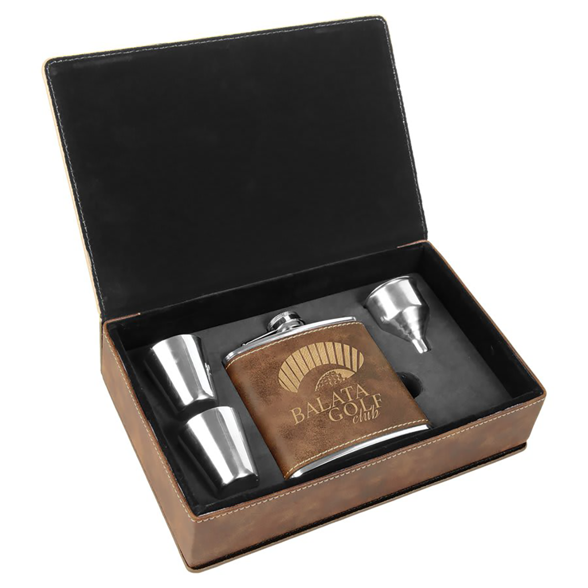 Leatherette Flask Set