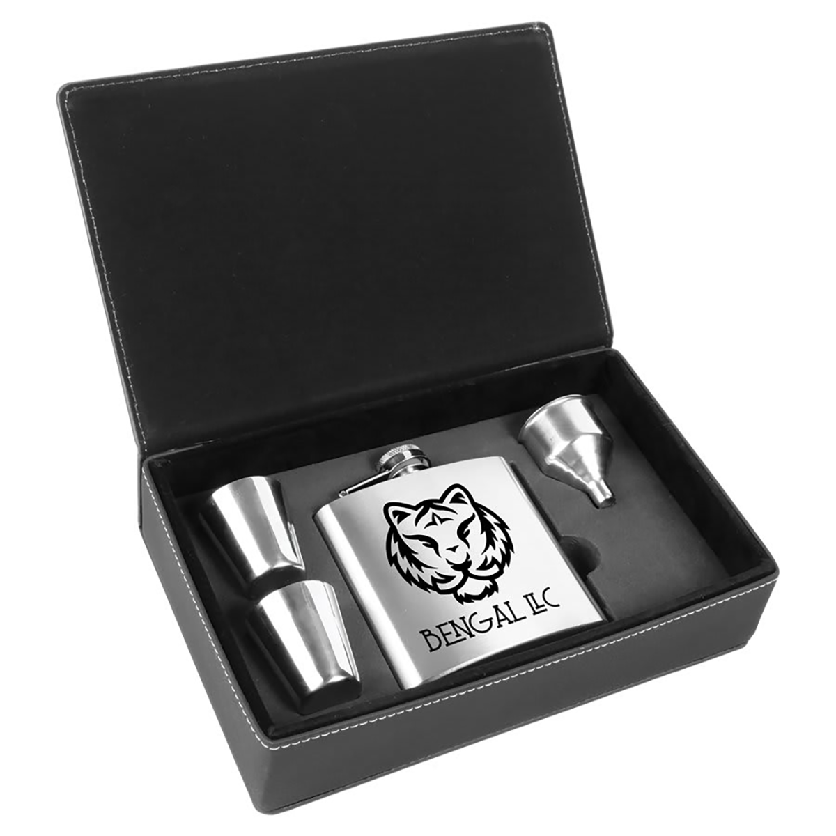 Leatherette Flask Set
