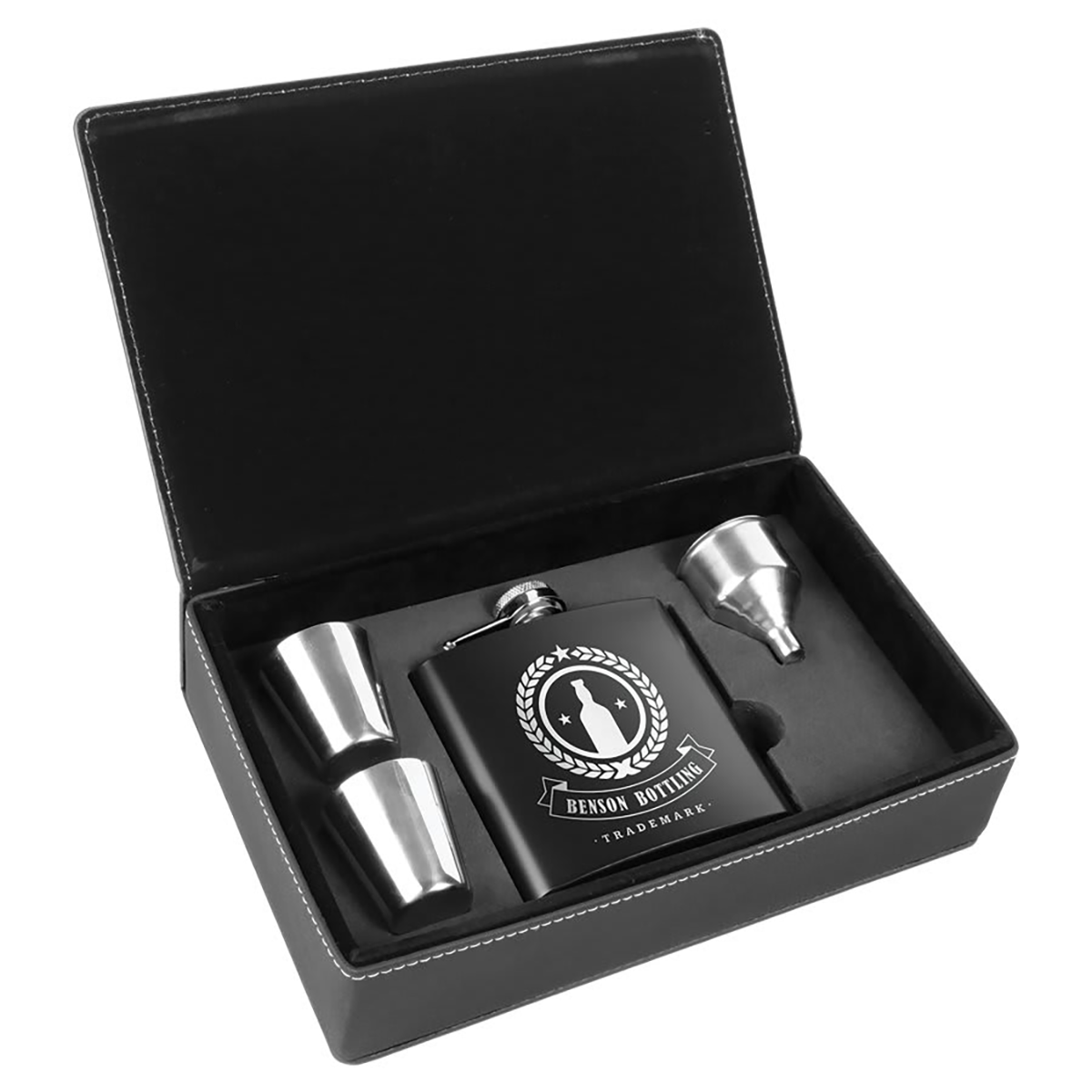 Leatherette Flask Set
