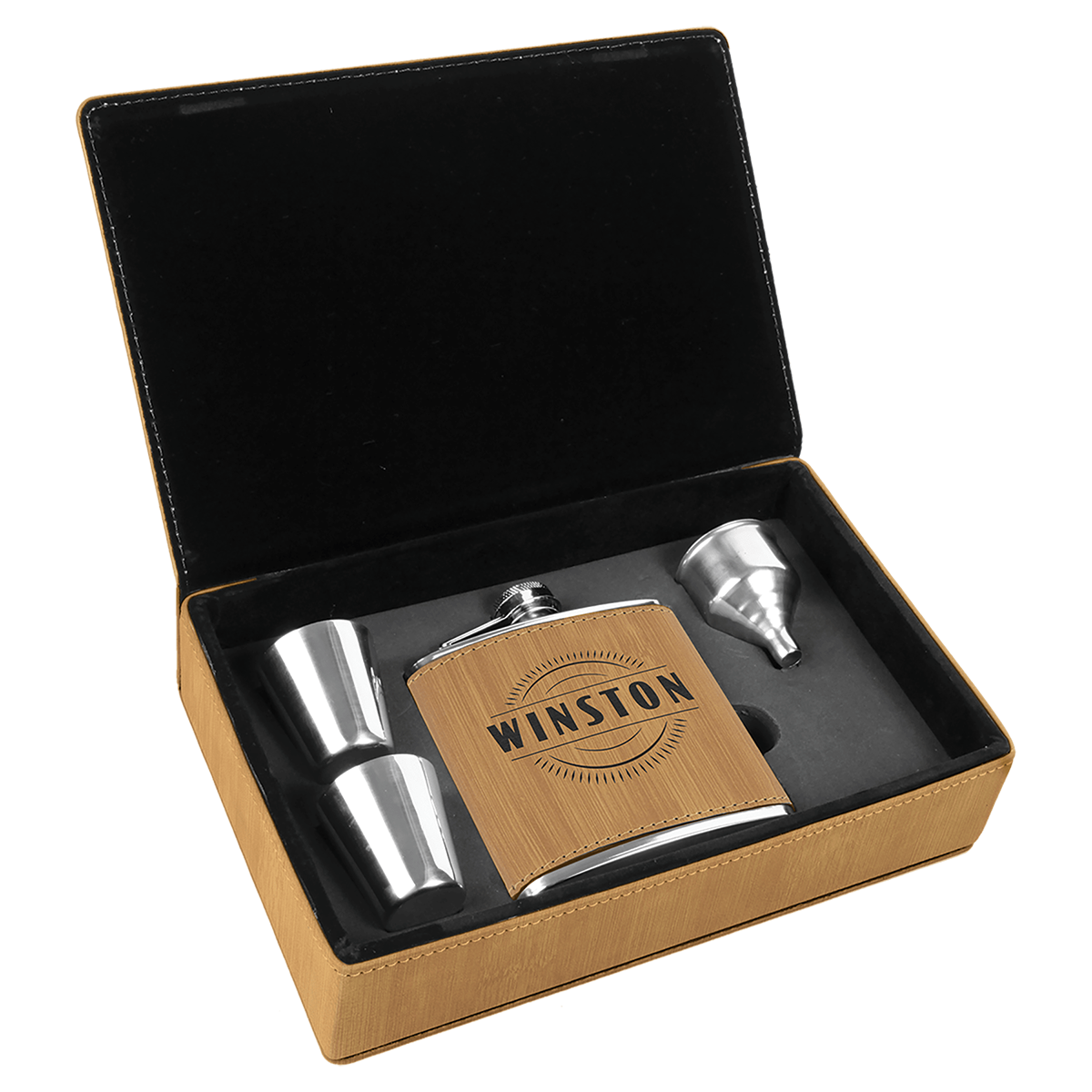 Leatherette Flask Set