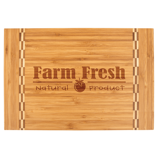Bamboo Cutting Board with Butcher Block Inlay