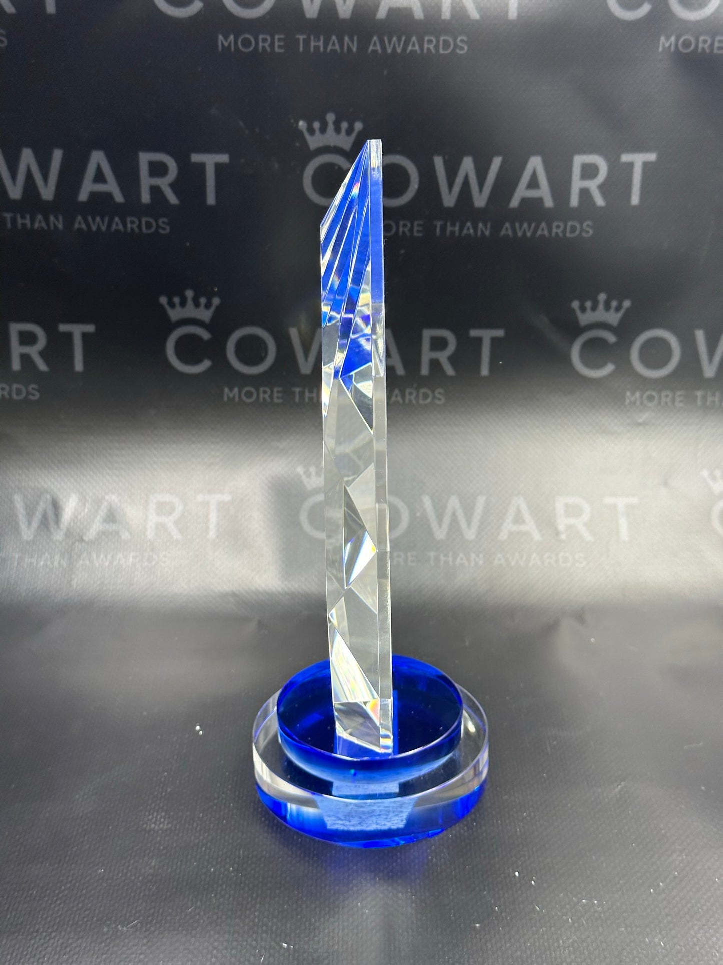 Diamond Crystal on Blue & Clear Round Base