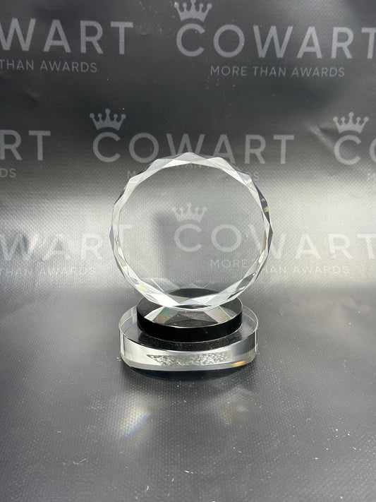 Round Facet Crystal on Black & Clear Round Base