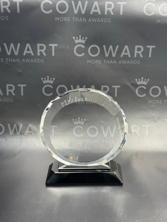 Clear Crystal Round with Rectangle Facets on Black Crystal Base