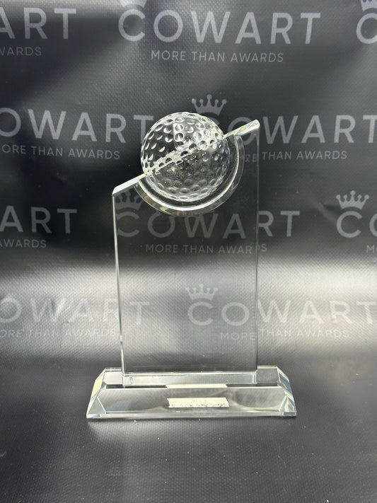 Clear Crystal with Inset Crystal Golf Ball on Clear Base