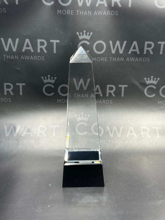 Obelisk Crystal on Black Pedestal Base