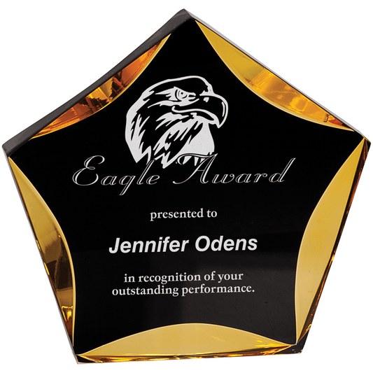 Luminary Star Acrylic Award in Black on Gold
