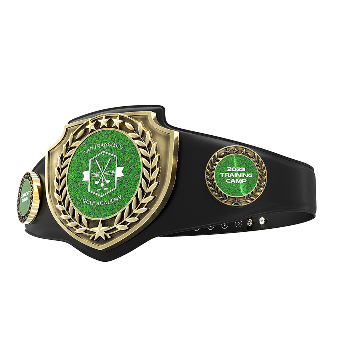 Antique Gold Shield Championship Belt in Black