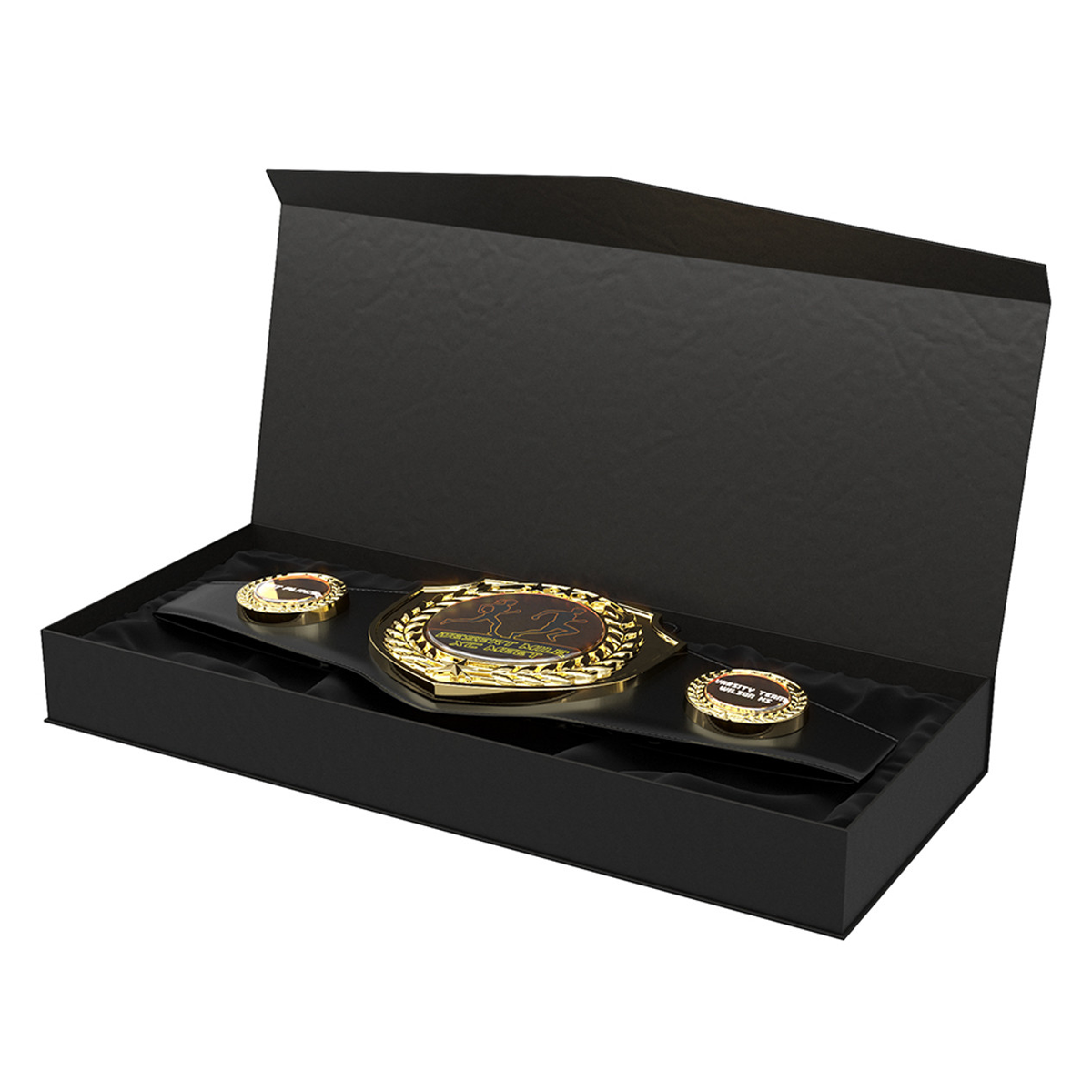 Antique Gold Shield Championship Belt in Black