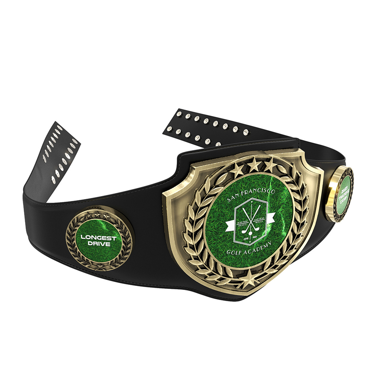 Antique Gold Shield Championship Belt in Black