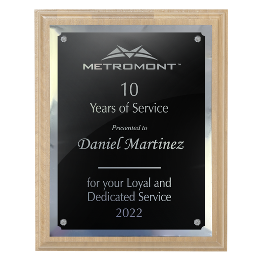 400 Series Solid Bamboo Plaque with Metal Plate and Backplate