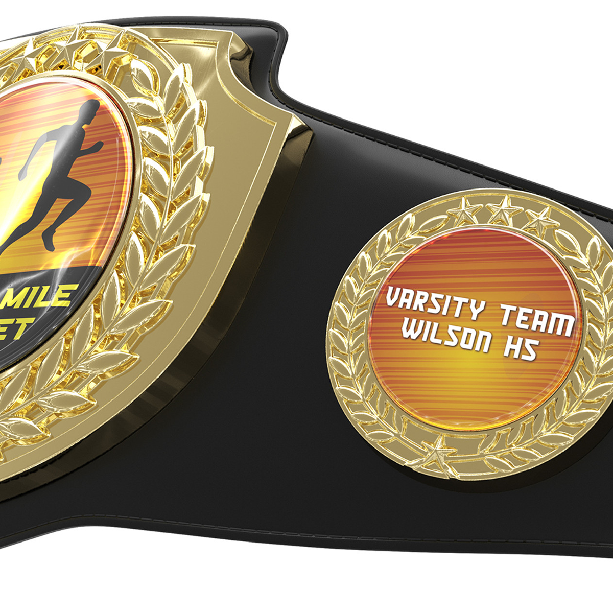 Bright Gold Shield Championship Belt in Black