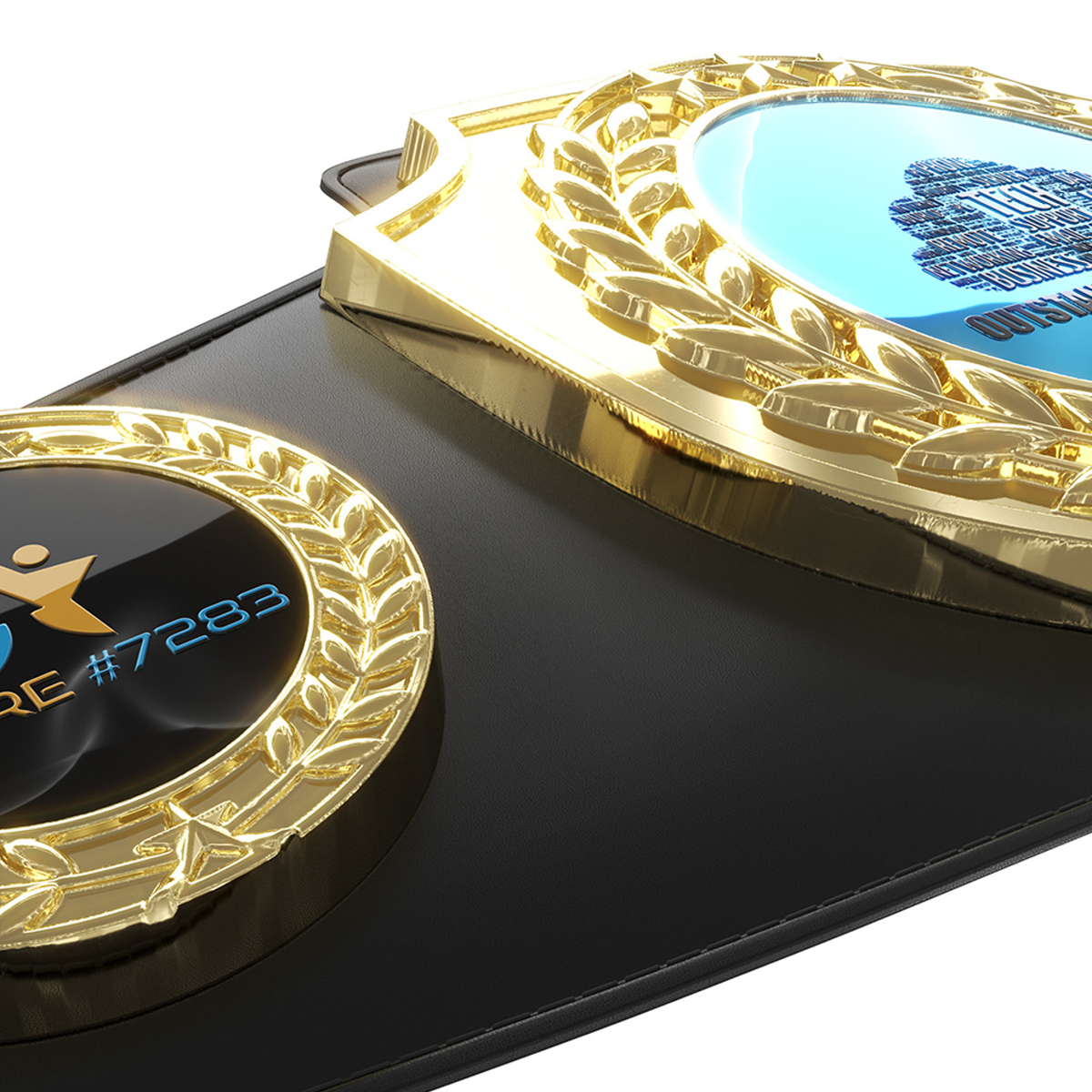 Bright Gold Shield Championship Belt in Black