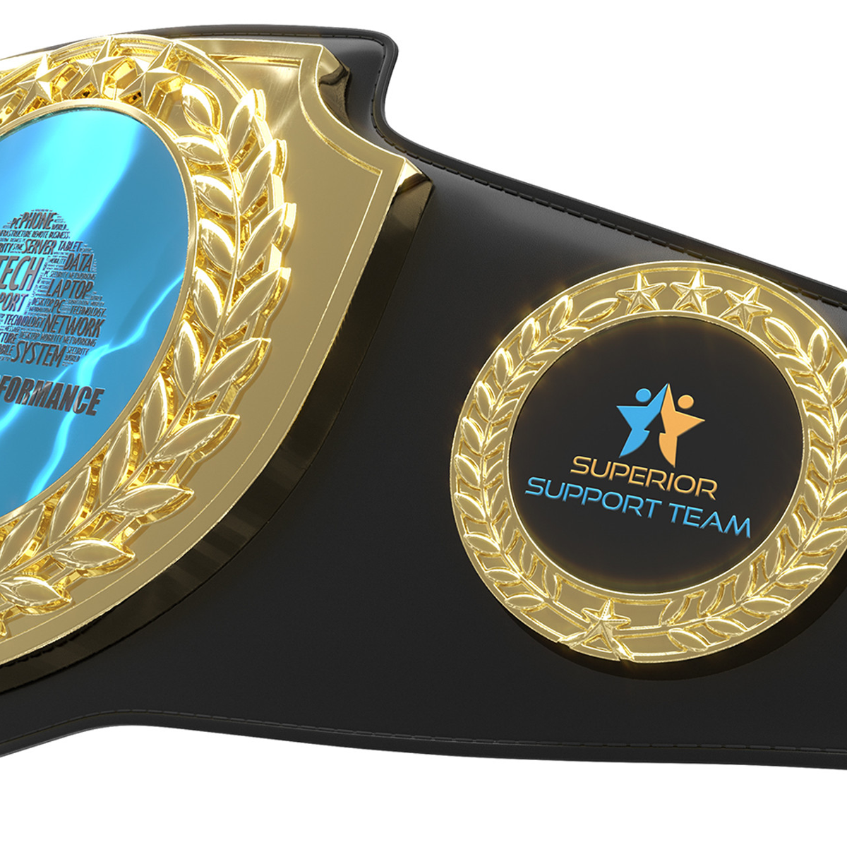 Bright Gold Shield Championship Belt in Black